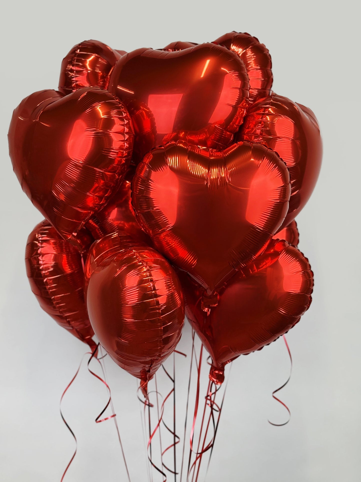 12 Foil Red Heart Balloons