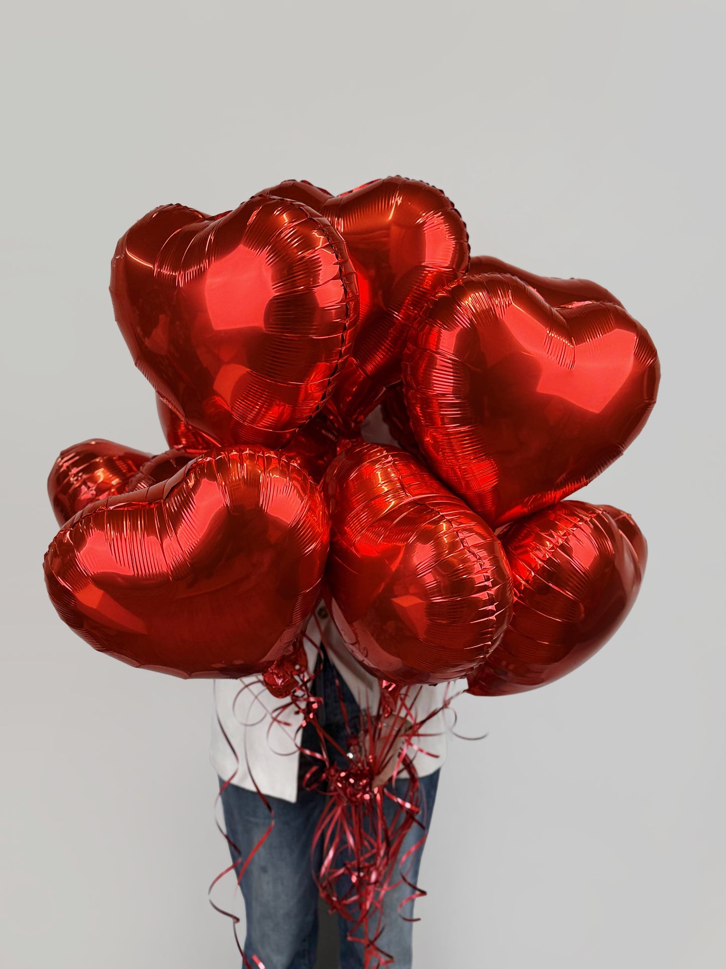 12 Foil Red Heart Balloons